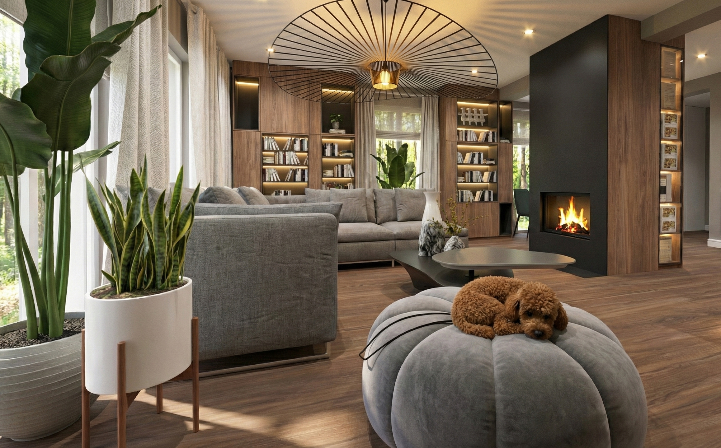 Przytulny Salon z Kominkiem